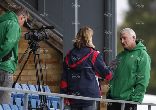 07.09.10 Wales 7's Commonwealth Training Squad -  Team Manager Dai Jenkins is interviewed for The WRU website during squad training at RAF Halten. 