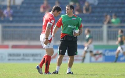 11.10.10 - Wales v India - Commonwealth Games Sevens Delhi 2010 -  Kristian Phillips of Wales leaves the field with an injury. 