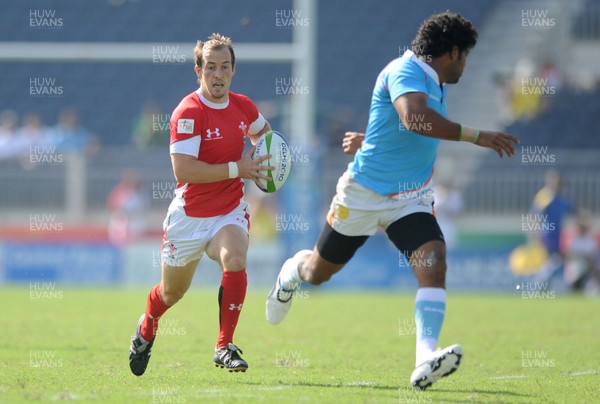 11.10.10 - Wales v India - Commonwealth Games Sevens Delhi 2010 -  Lee Williams of Wales runs in to score try. 