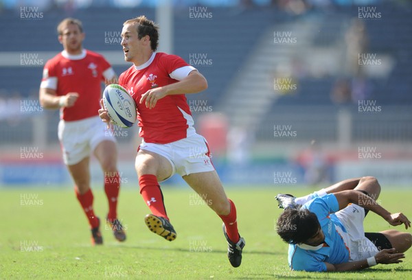 11.10.10 - Wales v India - Commonwealth Games Sevens Delhi 2010 -  Lee Williams of Wales runs in to score try. 