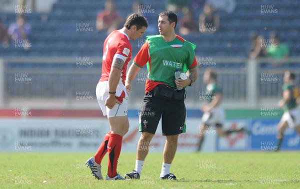 11.10.10 - Wales v India - Commonwealth Games Sevens Delhi 2010 -  Kristian Phillips of Wales leaves the field with an injury. 