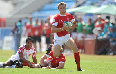 11.10.10 - Wales v Tonga - Commonwealth Games Sevens Delhi 2010 -  Tom Prydie of Wales runs in to score try. 