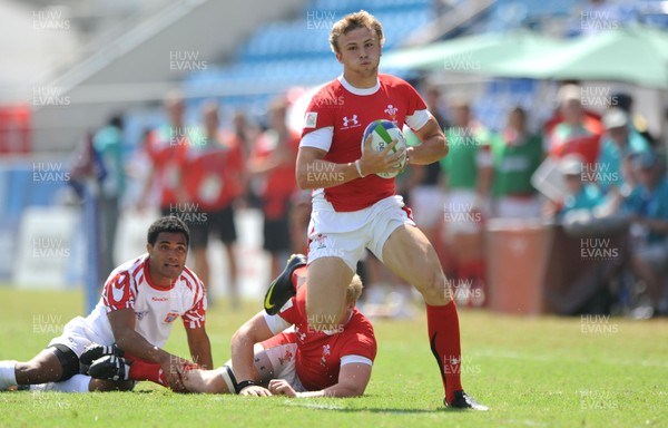 11.10.10 - Wales v Tonga - Commonwealth Games Sevens Delhi 2010 -  Tom Prydie of Wales runs in to score try. 
