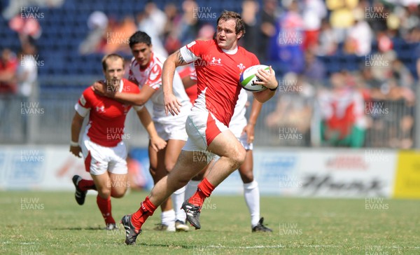 11.10.10 - Wales v Tonga - Commonwealth Games Sevens Delhi 2010 -  Rhys Shellard of Wales scores try. 