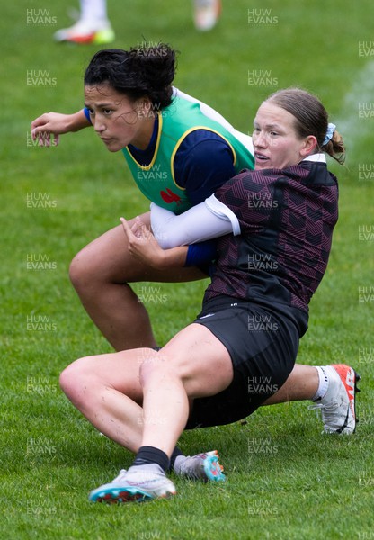 171023 - Wales Women and France Women combined training session - Carys Cox tackles  during a combined training session with France Women ahead of their first matches in WXV1