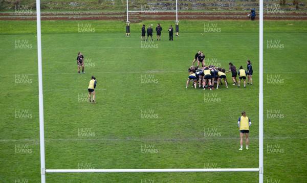 171023 - Wales Women and France Women combined training session - The Welsh coaching team of Mike Hill, Shaun Connor, Ioan Cunningham and Catrina Nicholas-McLaughlin look on during a combined training session at Rugby League Park in Wellington against France Women ahead of their first matches in WXV1