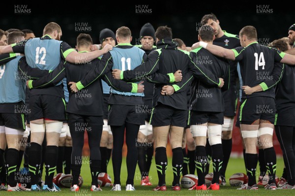 130315 - Wales Captains Run - Team huddle during training