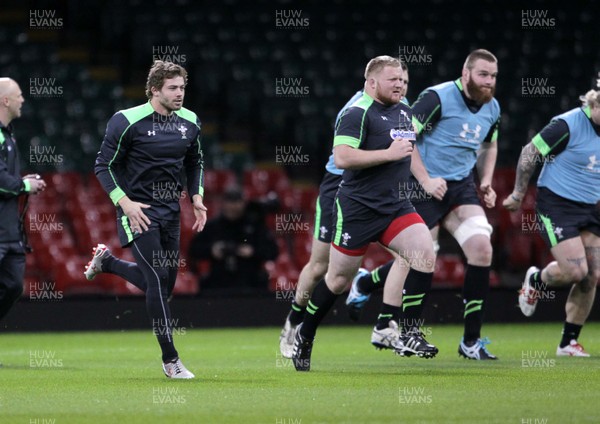 130315 - Wales Captains Run - Leigh Halfpenny and Samson Lee during training