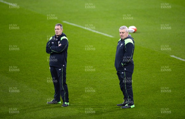 130315 - Wales Rugby Training -Rob Howley and Warren Gatland during training