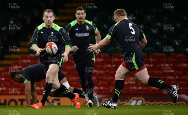 130315 - Wales Rugby Training -Gethin Jenkins and Samson Lee during training