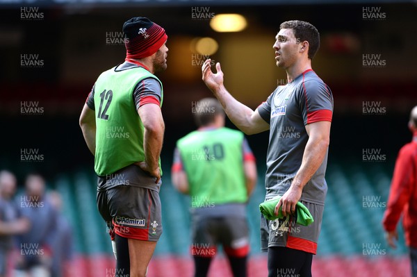 200214 - Wales Rugby Training -Jamie Roberts and George North during training