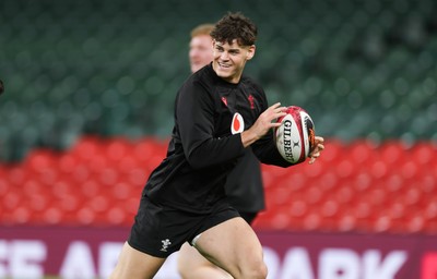 200226 - Wales Captain’s run - Eddie James of Wales during Captain’s run ahead of their Six Nations match against Scotland