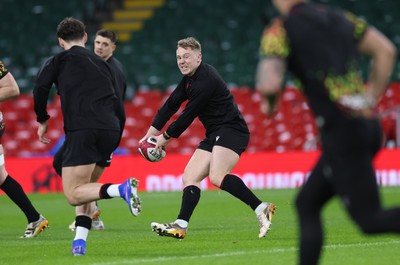 200226 - Wales Captain’s run - Sam Costelow of Wales during Captain’s run ahead of their Six Nations match against Scotland