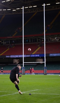 200226 - Wales Captain’s run - Sam Costelow of Wales during Captain’s run ahead of their Six Nations match against Scotland