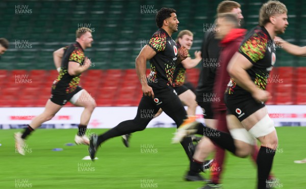200226 - Wales Captain’s run - Gabriel Hamer-Webb of Wales during Captain’s run ahead of their Six Nations match against Scotland