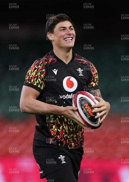 200226 - Wales Captain’s run - Louis Rees-Zammit of Wales during Captain’s run ahead of their Six Nations match against Scotland