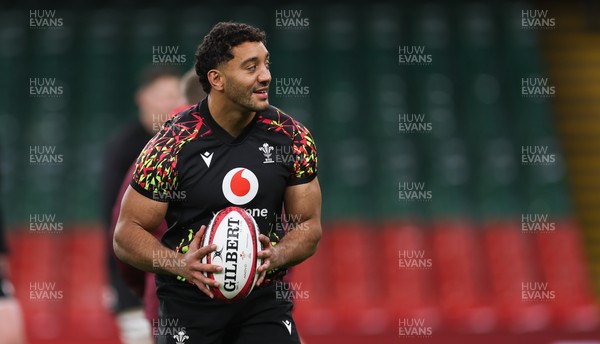 200226 - Wales Captain’s run - Gabriel Hamer-Webb of Wales during Captain’s run ahead of their Six Nations match against Scotland