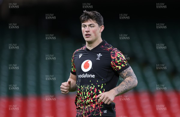 200226 - Wales Captain’s run - Louis Rees-Zammit of Wales during Captain’s run ahead of their Six Nations match against Scotland