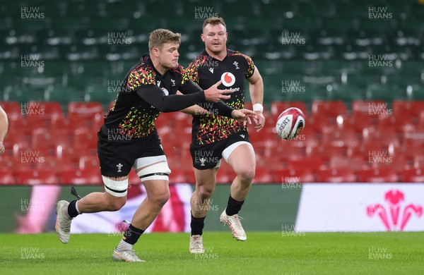 200226 - Wales Captain’s run - Alex Mann of Wales and Dewi Lake of Wales during Captain’s run ahead of their Six Nations match against Scotland