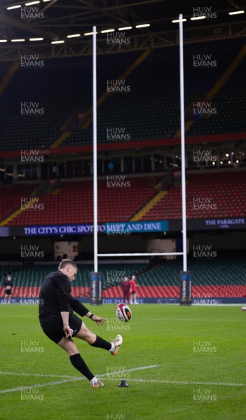 200226 - Wales Captain’s run - Sam Costelow of Wales during Captain’s run ahead of their Six Nations match against Scotland