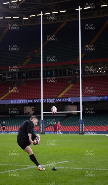 200226 - Wales Captain’s run - Sam Costelow of Wales during Captain’s run ahead of their Six Nations match against Scotland