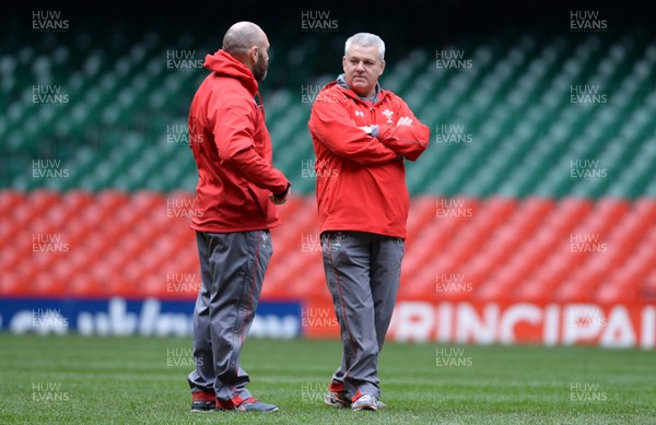 291113 - Wales Rugby Training -Robin McBryde and Warren Gatland during training