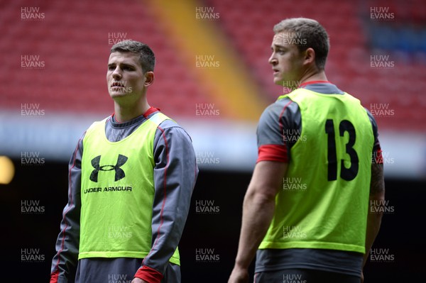 291113 - Wales Rugby Training -Scott Williams and Owen Williams during training