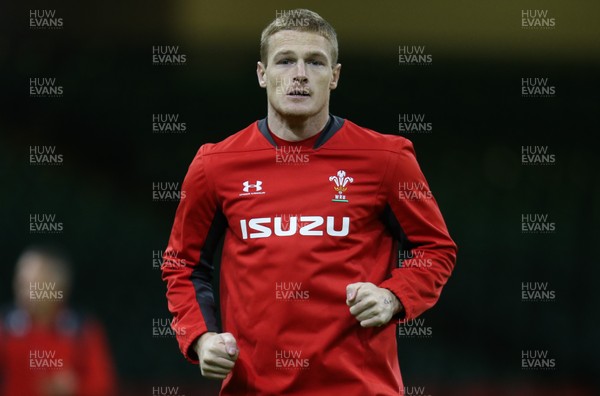 291119 - Wales Captains Run, Principality Stadium -  Johnny McNicholl of Wales during Captains Run ahead of their match against the Barbarians