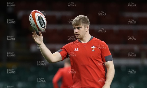 310120 - Wales Captain's Run, Principality Stadium - Aaron Wainwright of Wales during training ahead of the opening Guinness Six Nations match against Italy