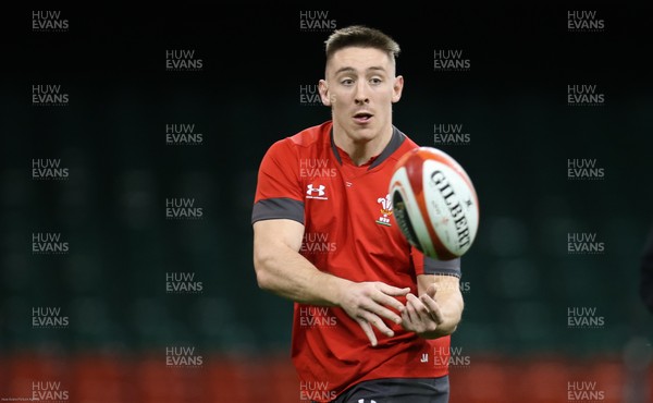 310120 - Wales Captain's Run, Principality Stadium - Josh Adams of Wales during training ahead of the opening Guinness Six Nations match against Italy