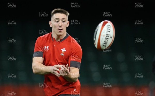 310120 - Wales Captain's Run, Principality Stadium - Josh Adams of Wales during training ahead of the opening Guinness Six Nations match against Italy