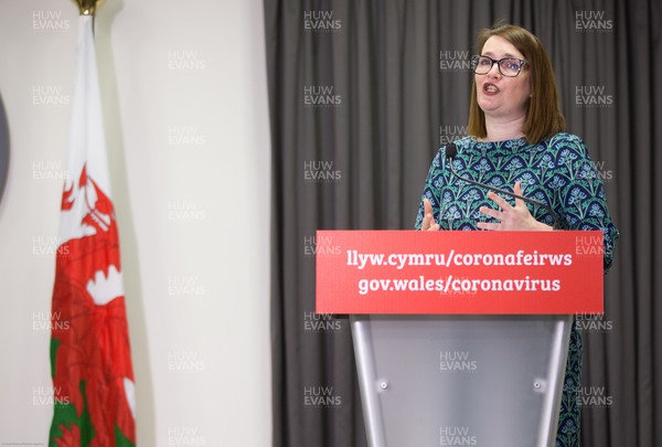 050221 - Welsh Government Coronavirus Briefing - Wales Education Minister Kirsty Williams speaks to the media during the Welsh Government COVID-19 briefing
