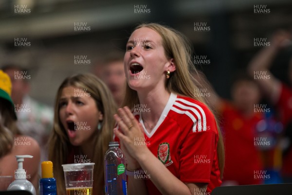 160621 - Wales Fanzone at Vale Sports, Cardiff - Wales fans react during the Turkey v Wales Euro 2020 match