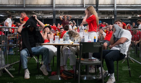 160621 - Wales Fanzone at Vale Sports, Cardiff - Wales fans react as Gareth Bale misses a penalty kick during the Turkey v Wales Euro 2020 match