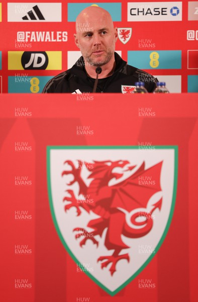 250324 - Wales Football Media Session -  Wales manager Rob Page during media session ahead of their Euro 2024 qualifying play-off final against Poland