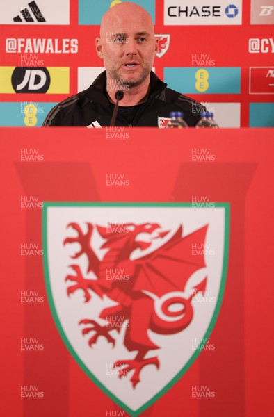 250324 - Wales Football Media Session -  Wales manager Rob Page during media session ahead of their Euro 2024 qualifying play-off final against Poland