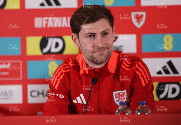 250324 - Wales Football Media Session -  Wales’ Ben Davies during media session ahead of their Euro 2024 qualifying play-off final against Poland