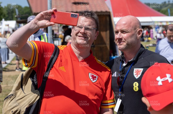 300523 - Wales Football manager Rob Page meets fans at the The Urdd National Eisteddfod after a press conference to discuss his squad selection for matches against Armenia and Turkey 