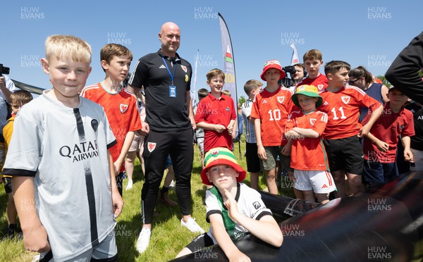 300523 - Wales Football manager Rob Page meets young players and fans at The Urdd National Eisteddfod in Llandovery