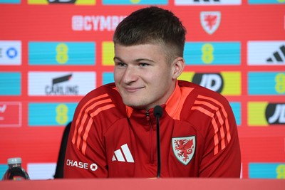 061025 - Wales Football Media Interviews - Jordan James of Wales speaks to the press ahead of his sides international friendly match against England