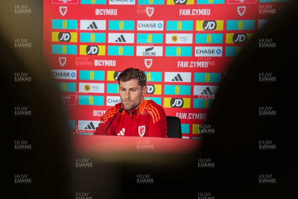 080925 - Wales Football Press Conference -  Wales Captain, Ben Davies, talks to press during the press conference before the international friendly against Canada