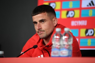 230326 - Wales Football Media Interviews - Karl Darlow of Wales speaks to the press ahead of the upcoming World Cup play off match against Bosnia-Herzegovina
