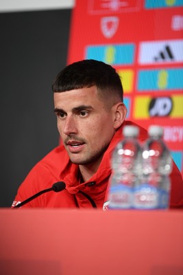 230326 - Wales Football Media Interviews - Karl Darlow of Wales speaks to the press ahead of the upcoming World Cup play off match against Bosnia-Herzegovina