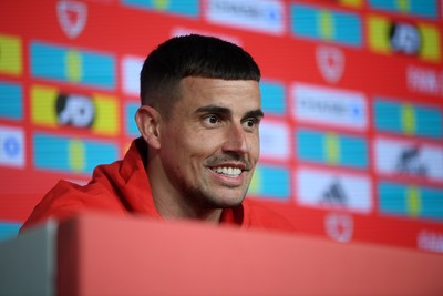 230326 - Wales Football Media Interviews - Karl Darlow of Wales speaks to the press ahead of the upcoming World Cup play off match against Bosnia-Herzegovina