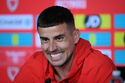 230326 - Wales Football Media Interviews - Karl Darlow of Wales speaks to the press ahead of the upcoming World Cup play off match against Bosnia-Herzegovina