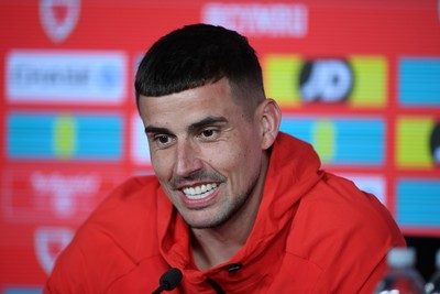 230326 - Wales Football Media Interviews - Karl Darlow of Wales speaks to the press ahead of the upcoming World Cup play off match against Bosnia-Herzegovina