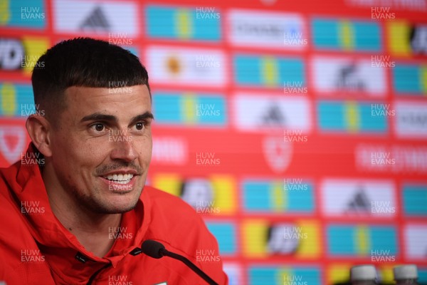 230326 - Wales Football Media Interviews - Karl Darlow of Wales speaks to the press ahead of the upcoming World Cup play off match against Bosnia-Herzegovina