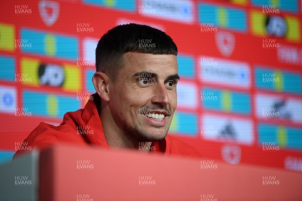 230326 - Wales Football Media Interviews - Karl Darlow of Wales speaks to the press ahead of the upcoming World Cup play off match against Bosnia-Herzegovina