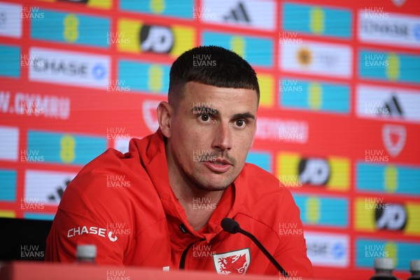 230326 - Wales Football Media Interviews - Karl Darlow of Wales speaks to the press ahead of the upcoming World Cup play off match against Bosnia-Herzegovina