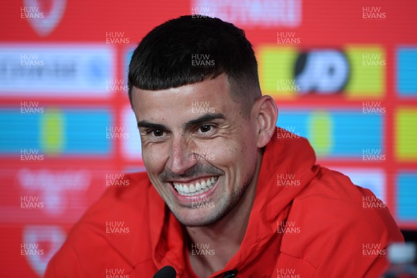 230326 - Wales Football Media Interviews - Karl Darlow of Wales speaks to the press ahead of the upcoming World Cup play off match against Bosnia-Herzegovina